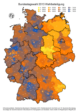 Wahlbeteiligung je Wahlkreis